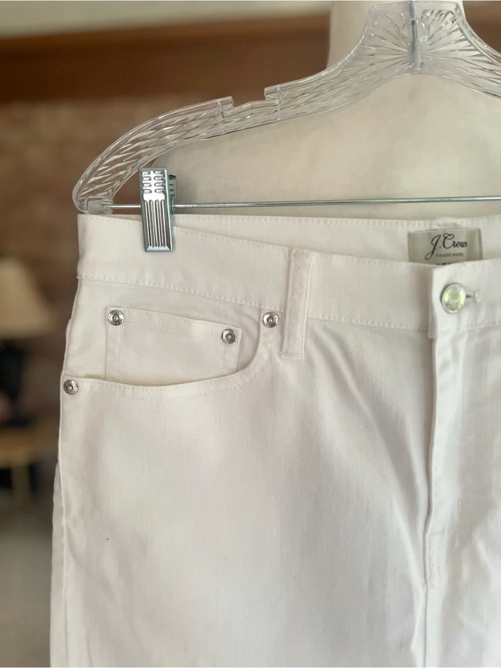 J. Crew White Raw Frayed Hem Denim Mini Skirt 30 Classic